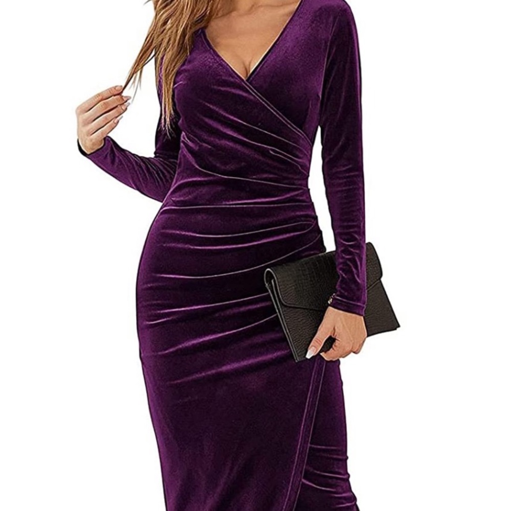 Velvet midi wrap dress